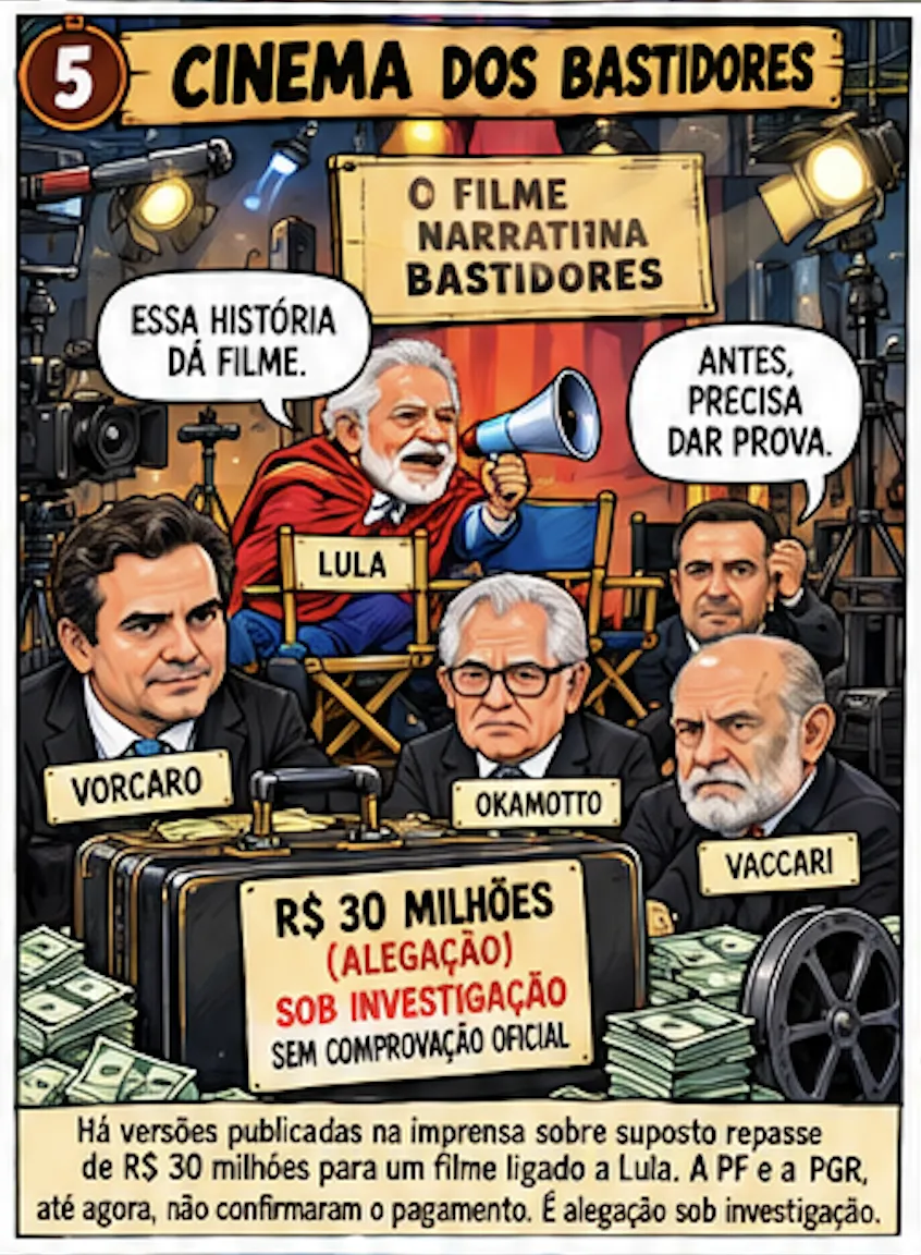Cinema dos bastidores: há versões publicadas na imprensa sobre suposto repasse ligado a um filme; até agora, nada confirmado. Alegação sob investigação.